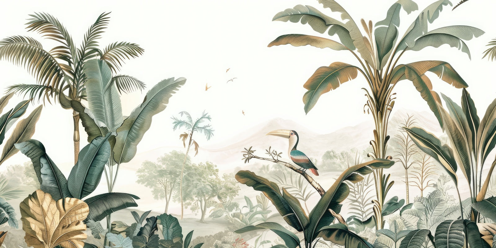 Papier Peint Tropical - Palmiers dans la Brume