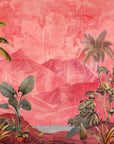 Papier Peint Tropical - Palmiers au Coucher de Soleil Rose