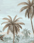 Papier Peint Tropical - Palmiers sur Fond Bleu Pastel