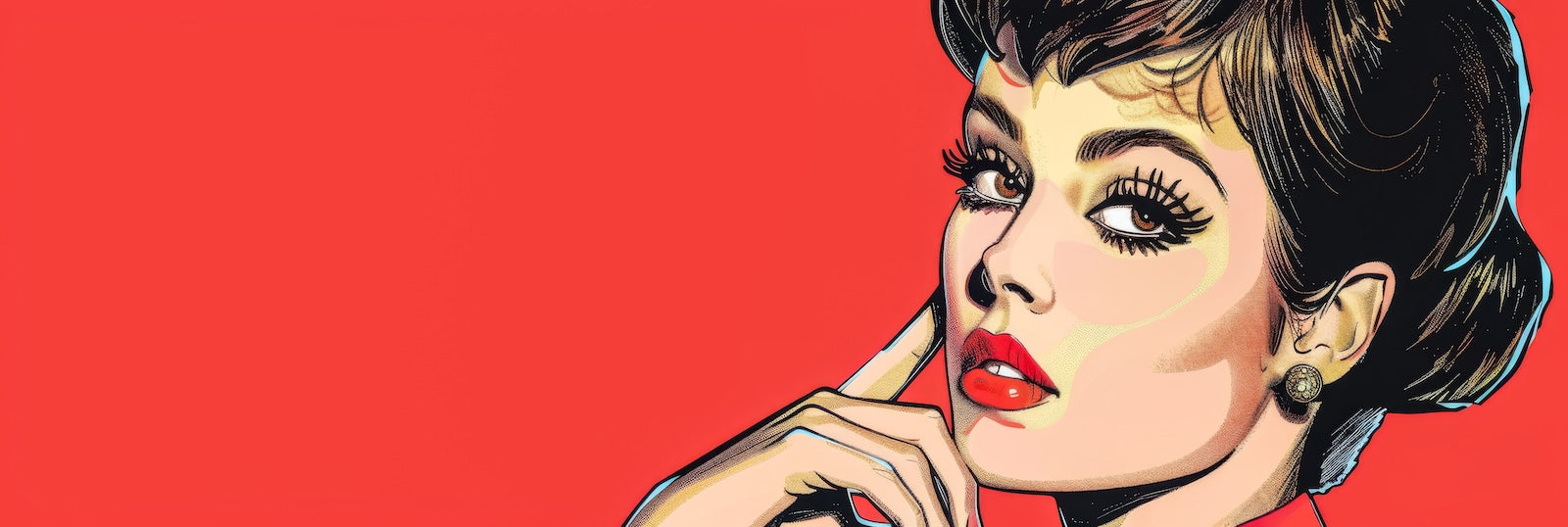 Papier Peint Pop Art - Portrait Rétro Rouge