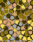 Papier Peint Géométrique - Hexagones Camouflage Kaki