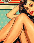 Papier Peint Rétro - Femme en Rouge Pop Art