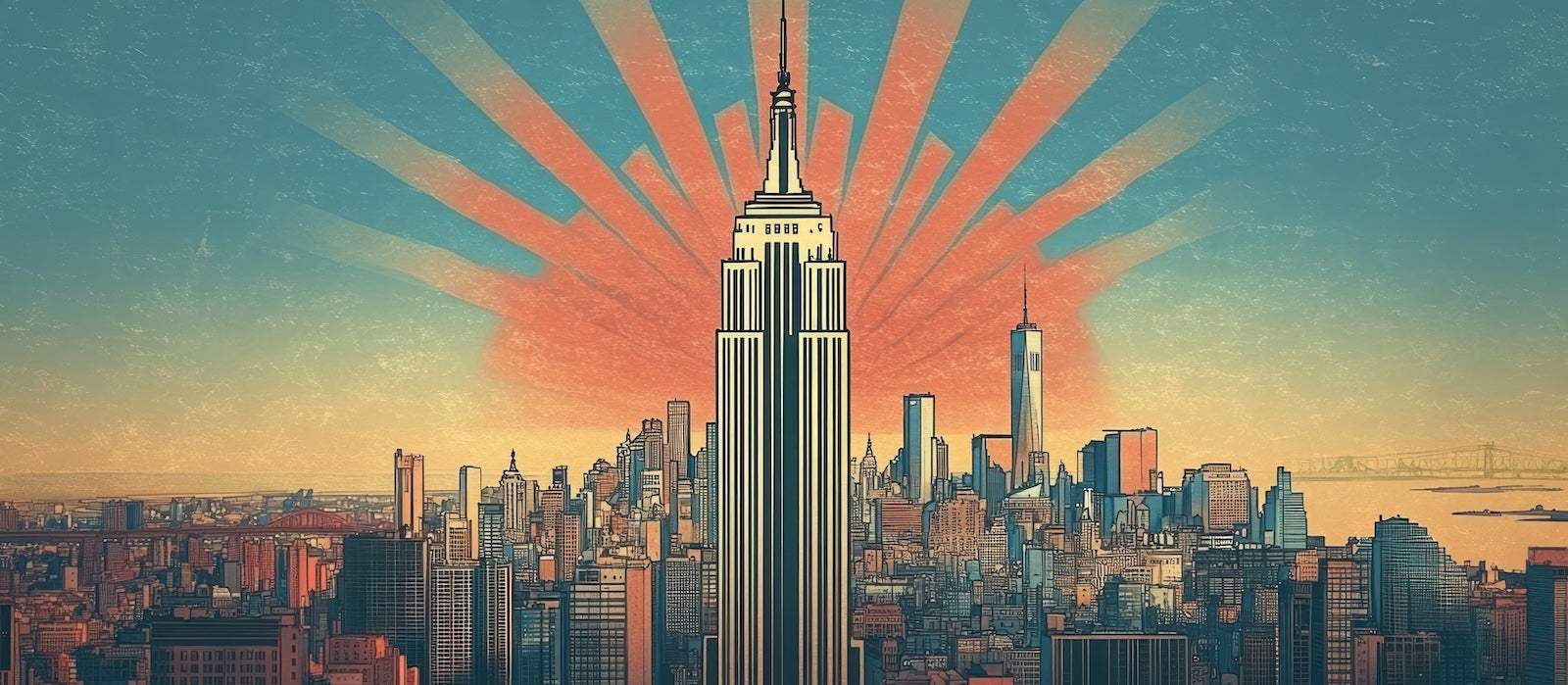 Papier Peint Paysage - Empire State Building au Lever du Soleil
