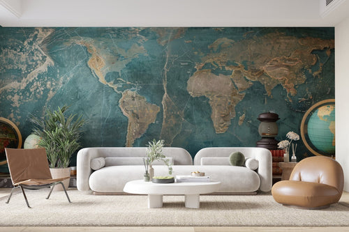 Papier peint carte du monde - Carte du monde et globes anciens