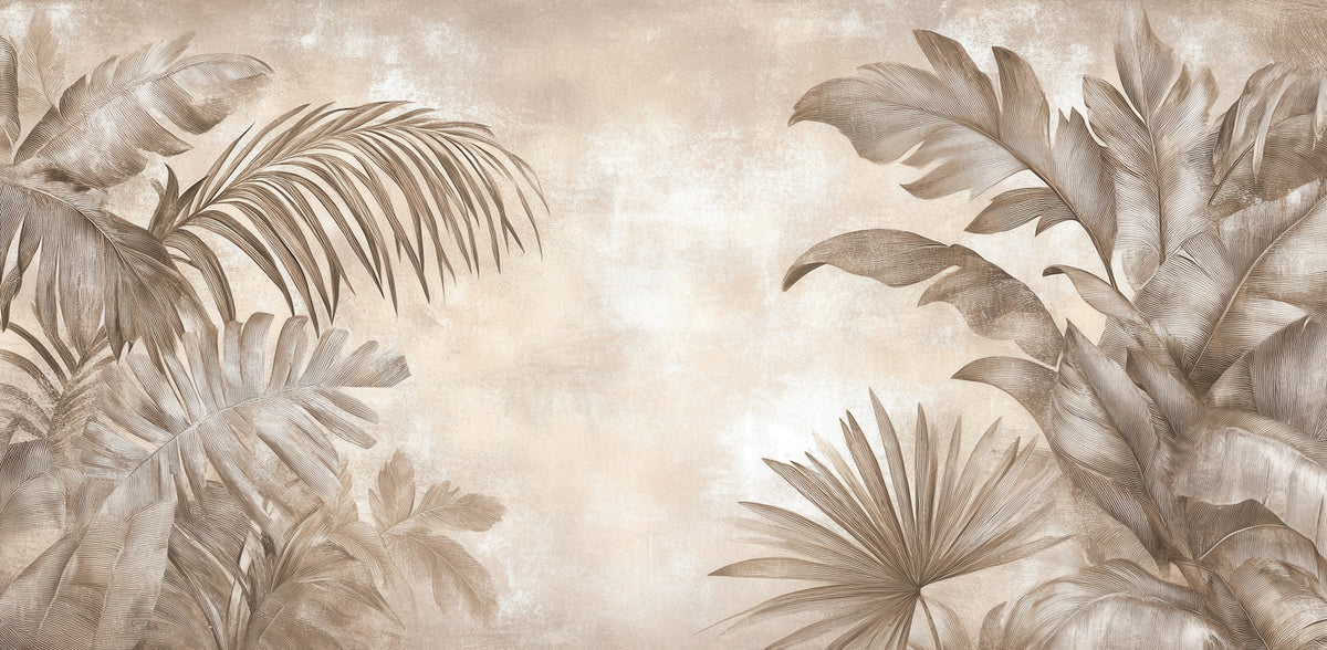 Carta da parati tropicale - Palme beige rétro