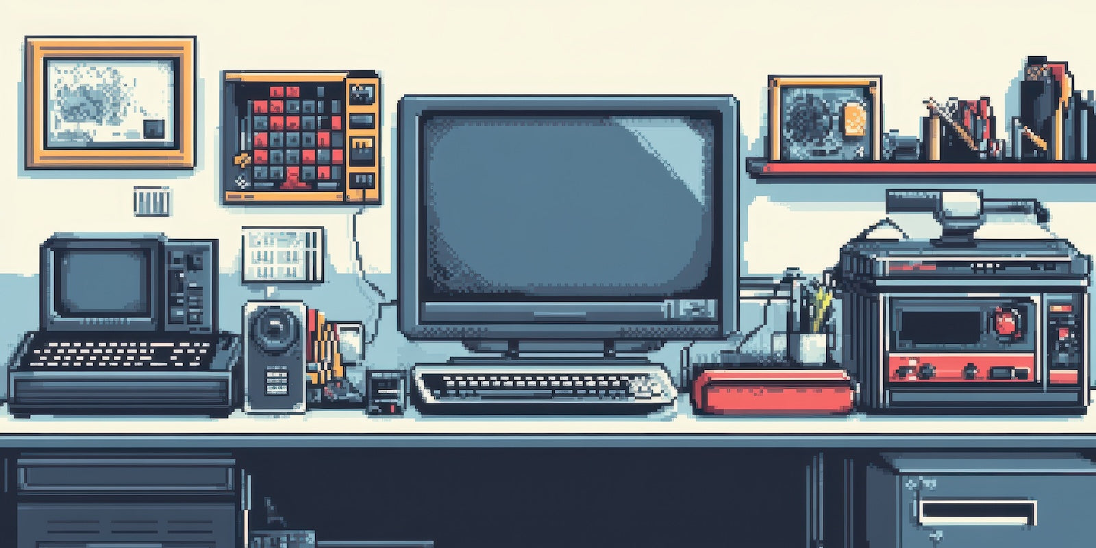 Papier Peint Rétro - Bureau Informatique Vintage