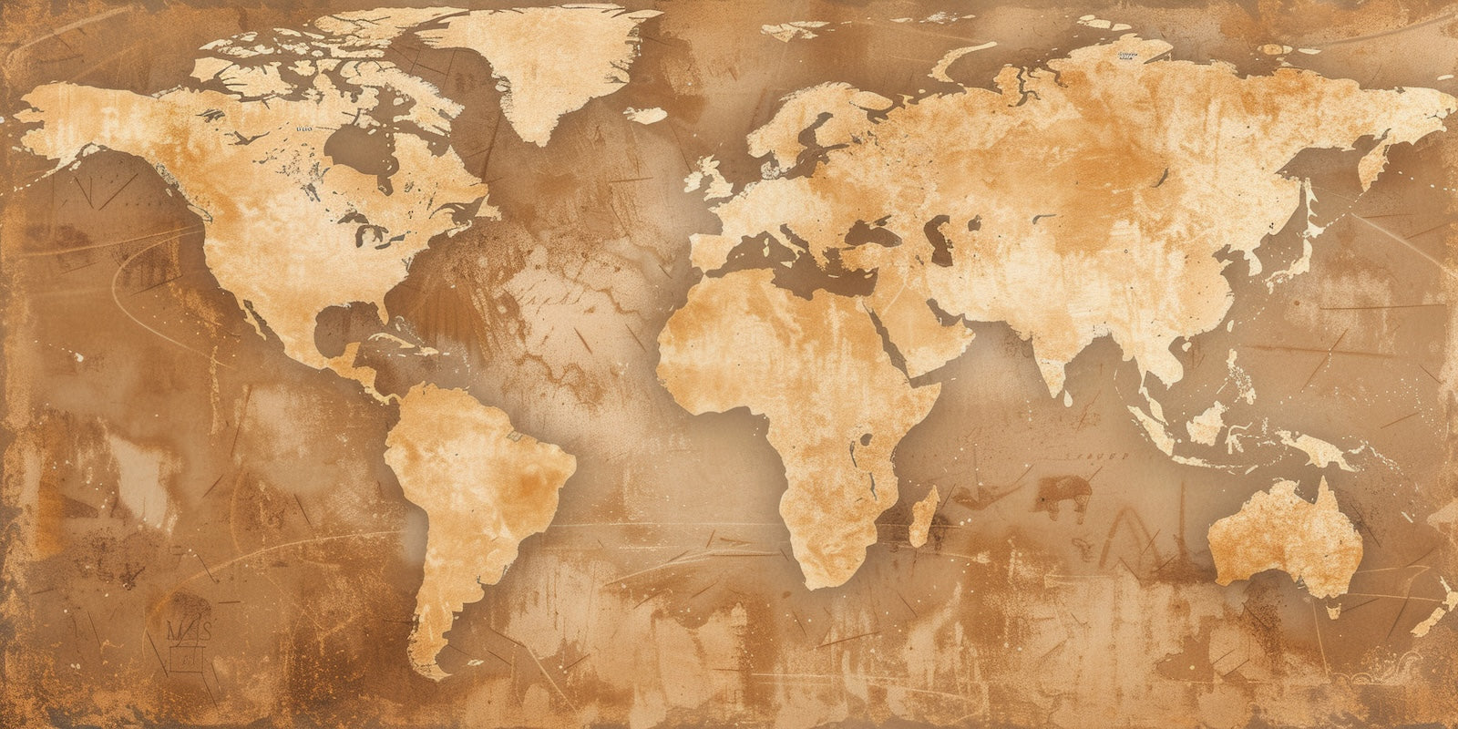 Papier Peint Carte du Monde - Vintage Sépia