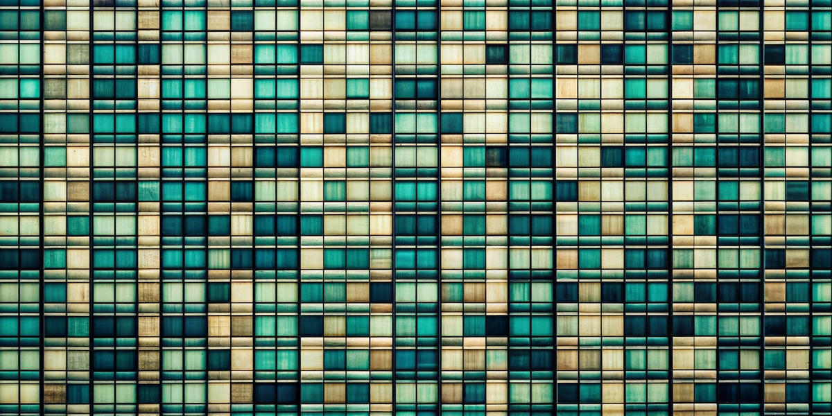 Geometric Wallpaper - Turquoise and Beige Mosaic