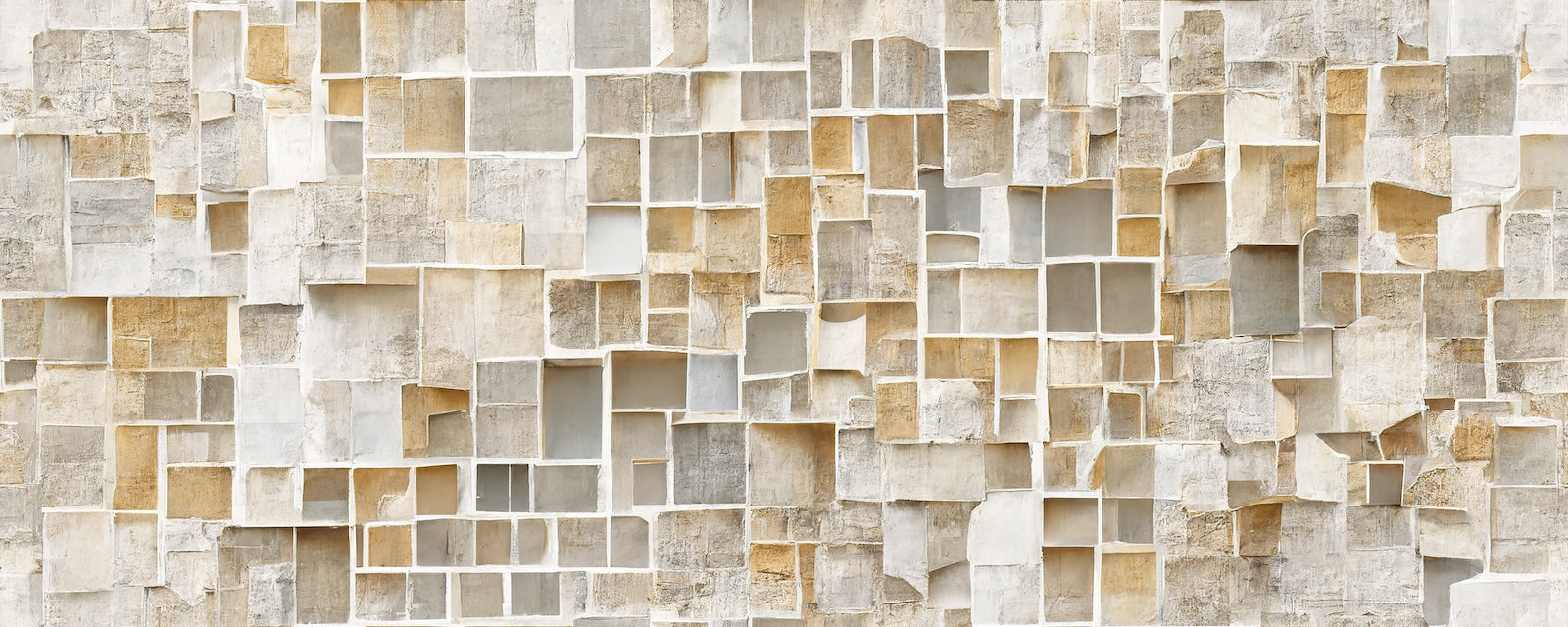 Papier Peint Géométrique - Mosaïque Dorée Abstraite