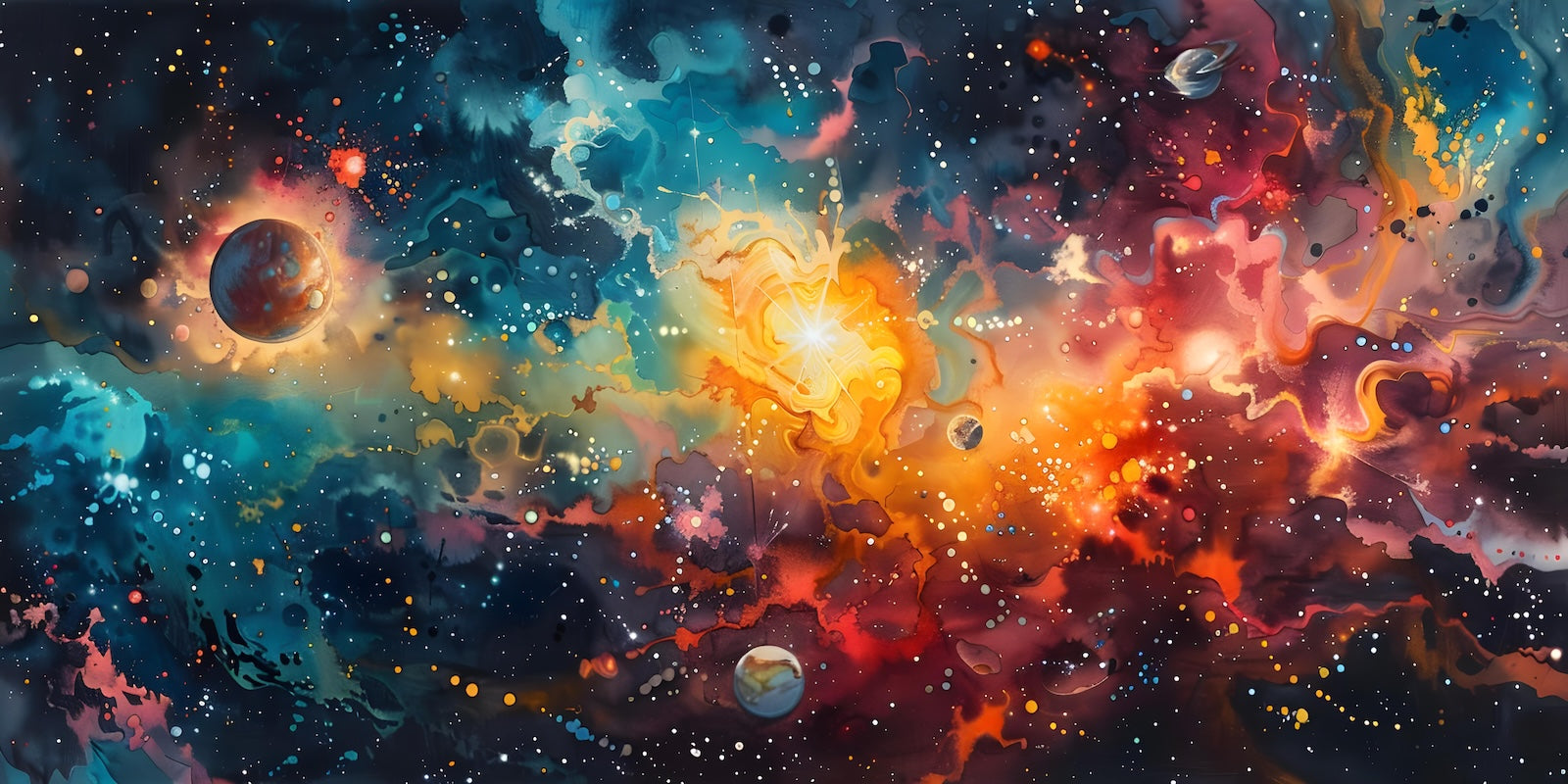 Papier Peint Espace - Nébuleuse Colorée Cosmique