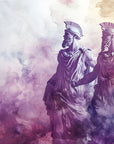 Papier Peint Fantastique - Silhouettes Violettes Aquarelle