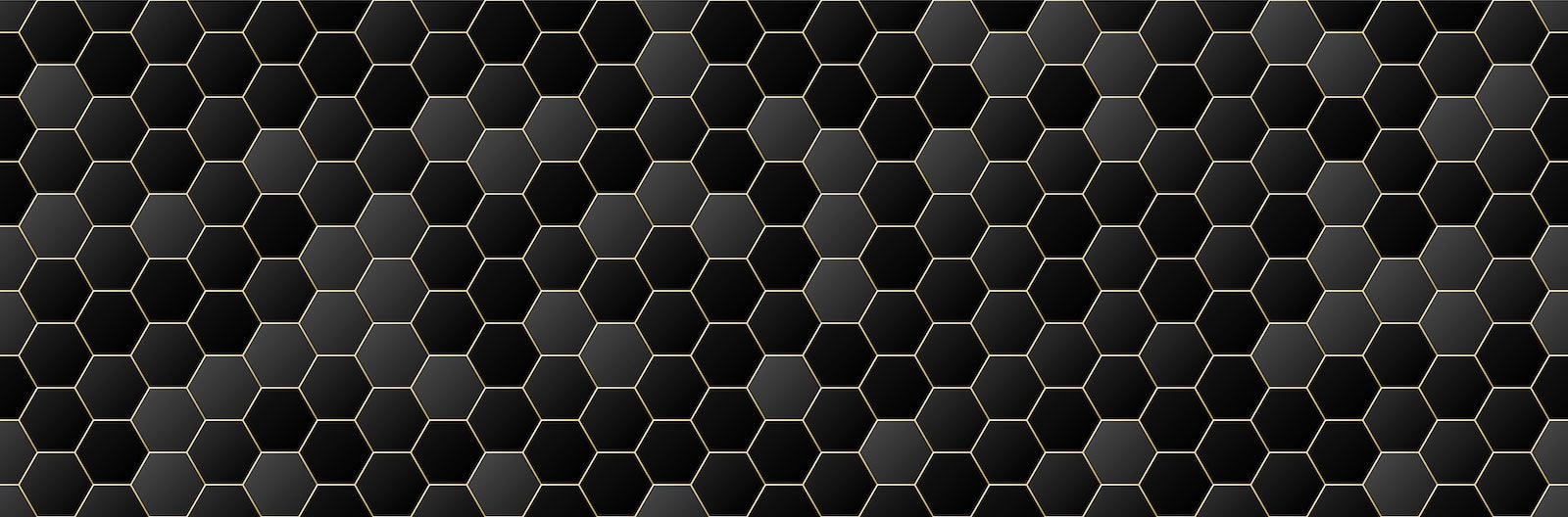 Papier Peint Géométrique - Hexagones Noir et Or