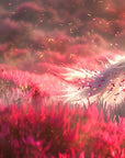 Papier Peint Animaux - Cheval Galopant en Champ Rose