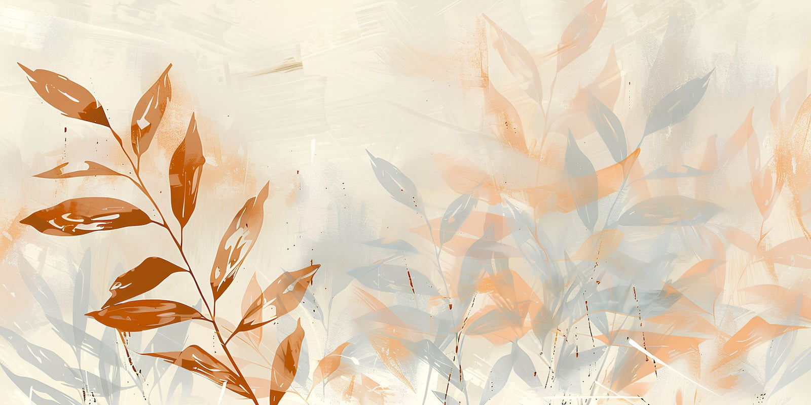 Papier Peint Floral - Feuilles d'Automne Orange