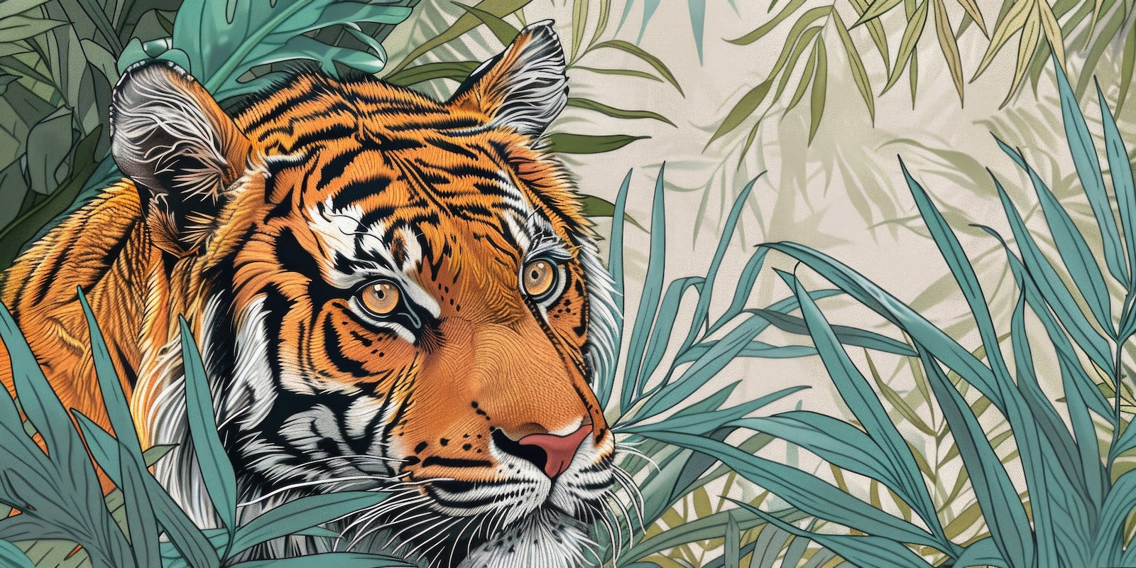 Papier Peint Animaux - Tigre dans la Jungle