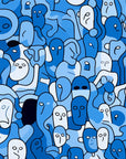 Papier Peint Art Urbain - Doodle de Personnages Bleus