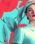 Papier Peint Pop Art - Femme Rouge et Turquoise