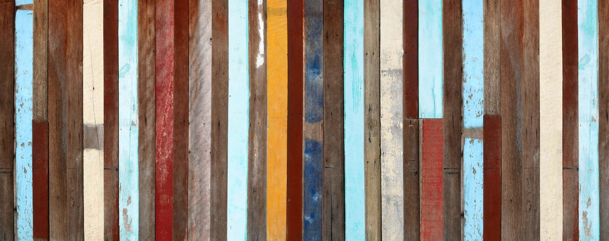 Wood Wallpaper - Blue and Brown Vertical Planks