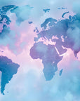 Papier Peint Carte du Monde - Aquarelle Bleue