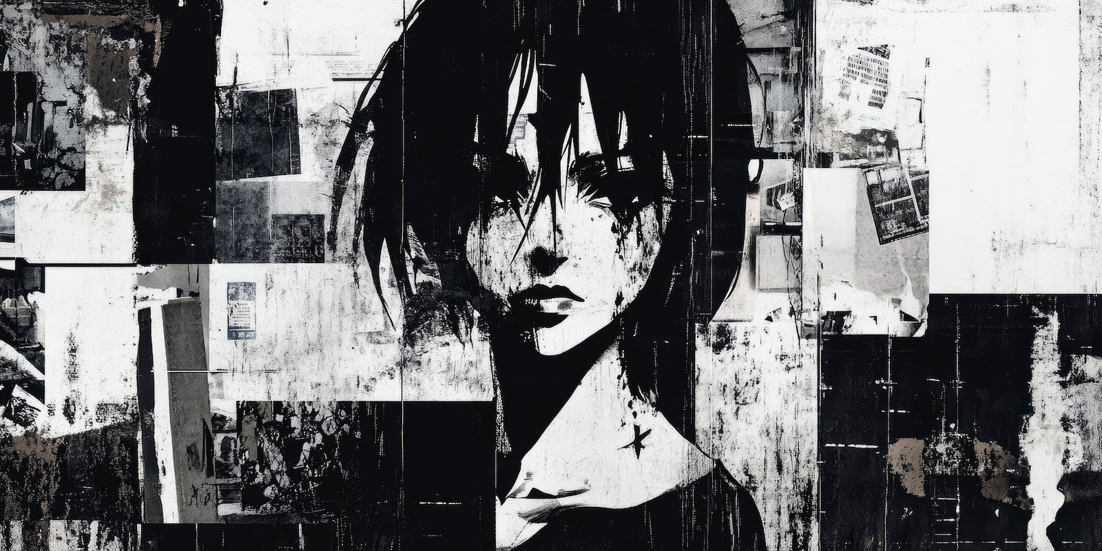 Papier Peint Noir et Blanc - Portrait Street Art