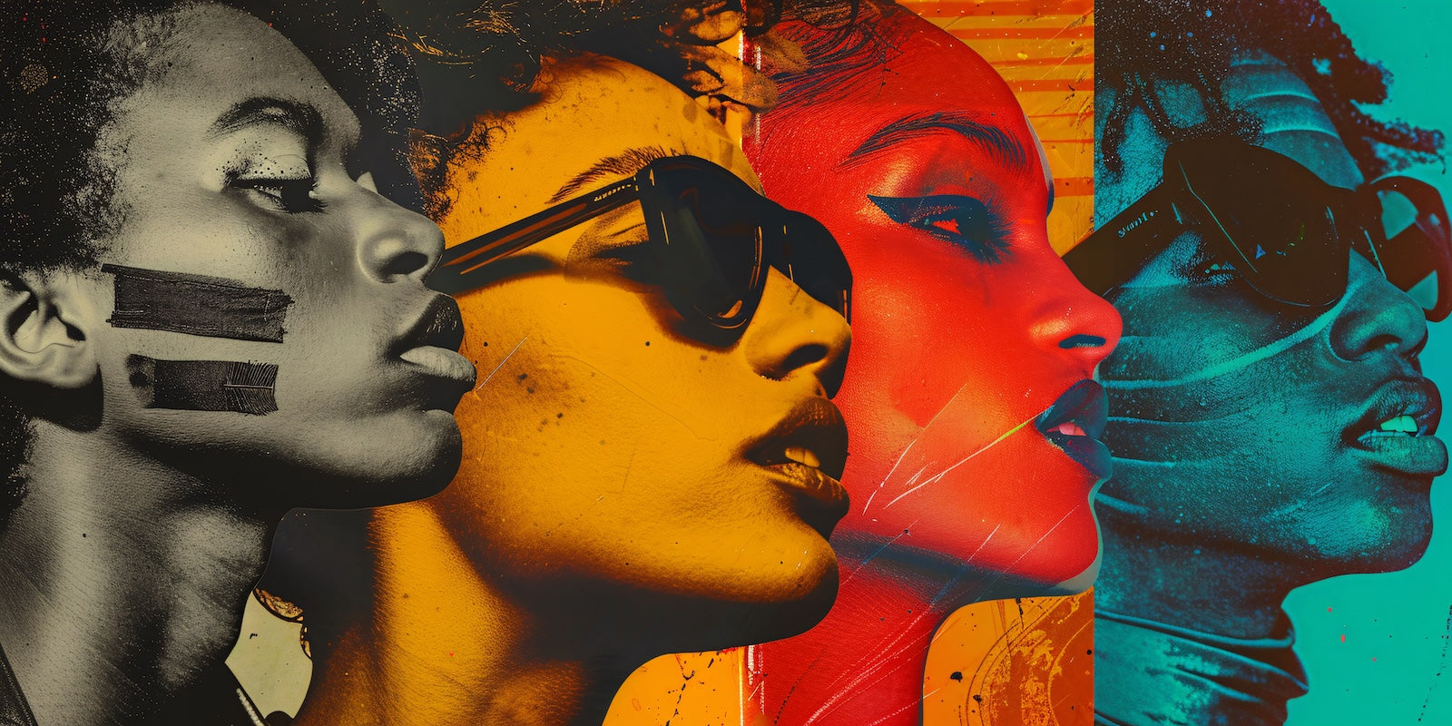 Papier Peint Pop Art - Visages Abstraits Colorés