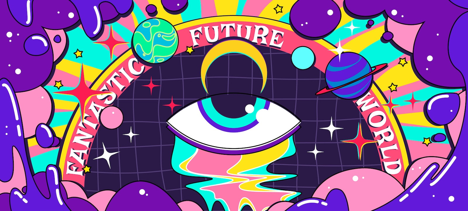 Papier Peint Pop Art - Œil Cosmique Futuriste