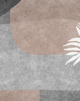 Papier Peint Tropical - Palme Blanche sur Formes Grises