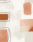Papier Peint Abstrait - Formes Peintes Terracotta et Feuillage