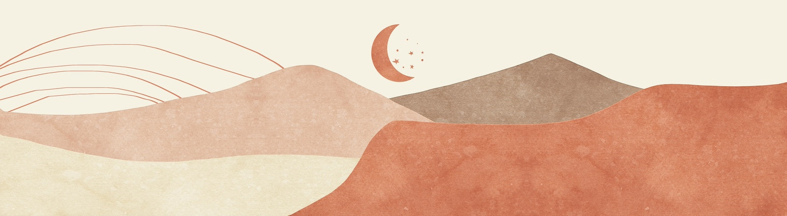 Papier Peint Désert - Dunes et Croissant de Lune Terracotta
