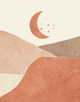 Papier Peint Désert - Dunes et Croissant de Lune Terracotta