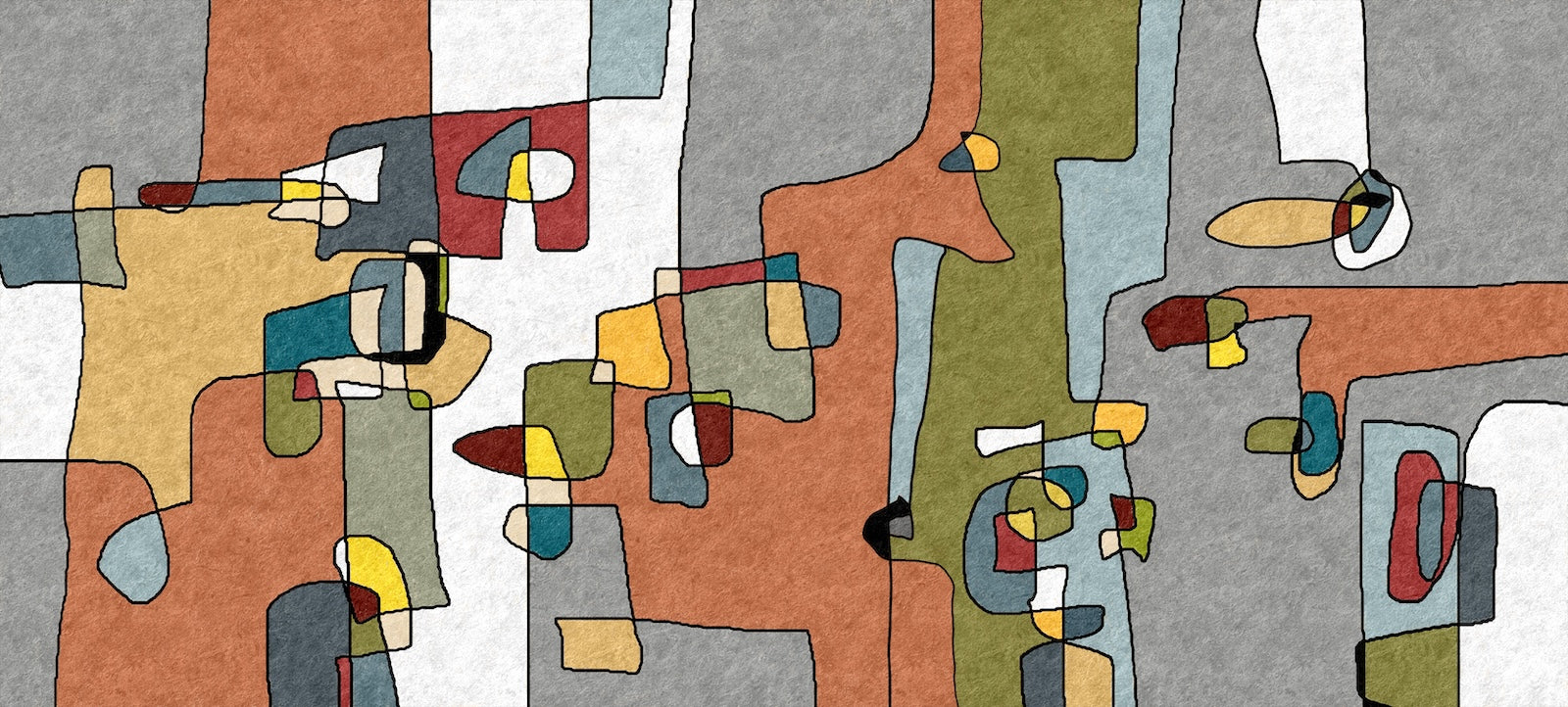Papier Peint Abstrait - Puzzle Cubiste Multicolore