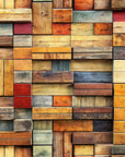 Papier Peint Bois - Blocs Colorés Patchwork