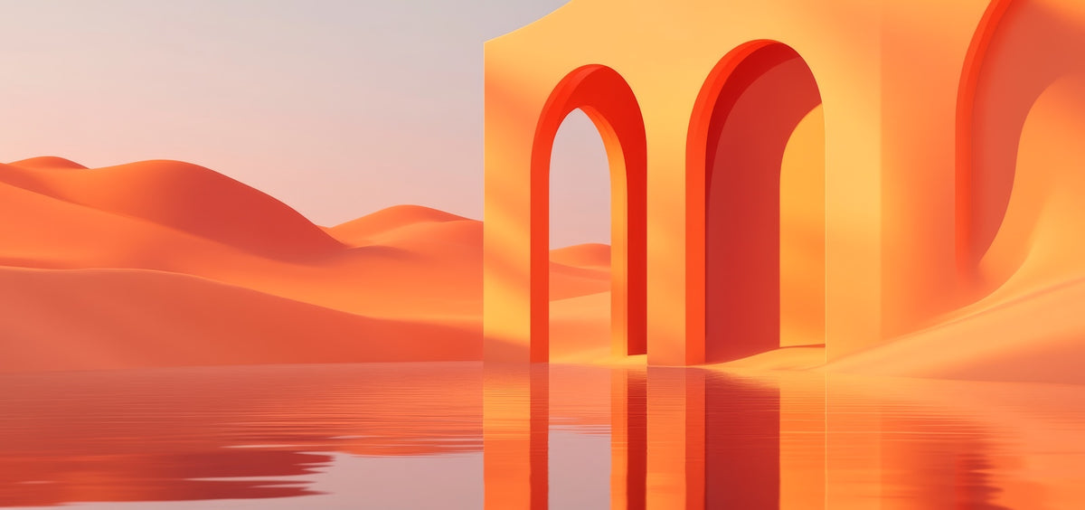 Desert wallpaper - Orange surrealist arches