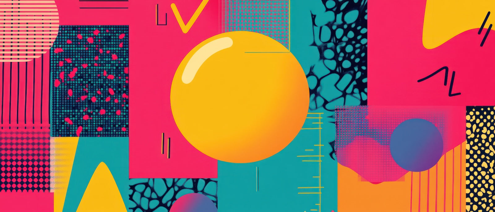 Papier Peint Pop Art - Sphère Dorée Fluo