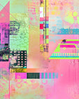Papier Peint Art Urbain - Collage Néon Vert et Rose