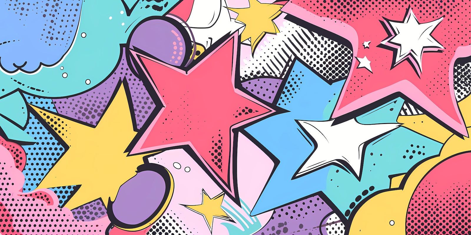 Papier Peint Pop Art - Étoiles BD Explosives