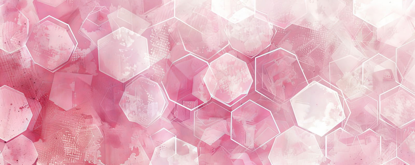 Papier Peint Géométrique - Hexagones Aquarelle Rose
