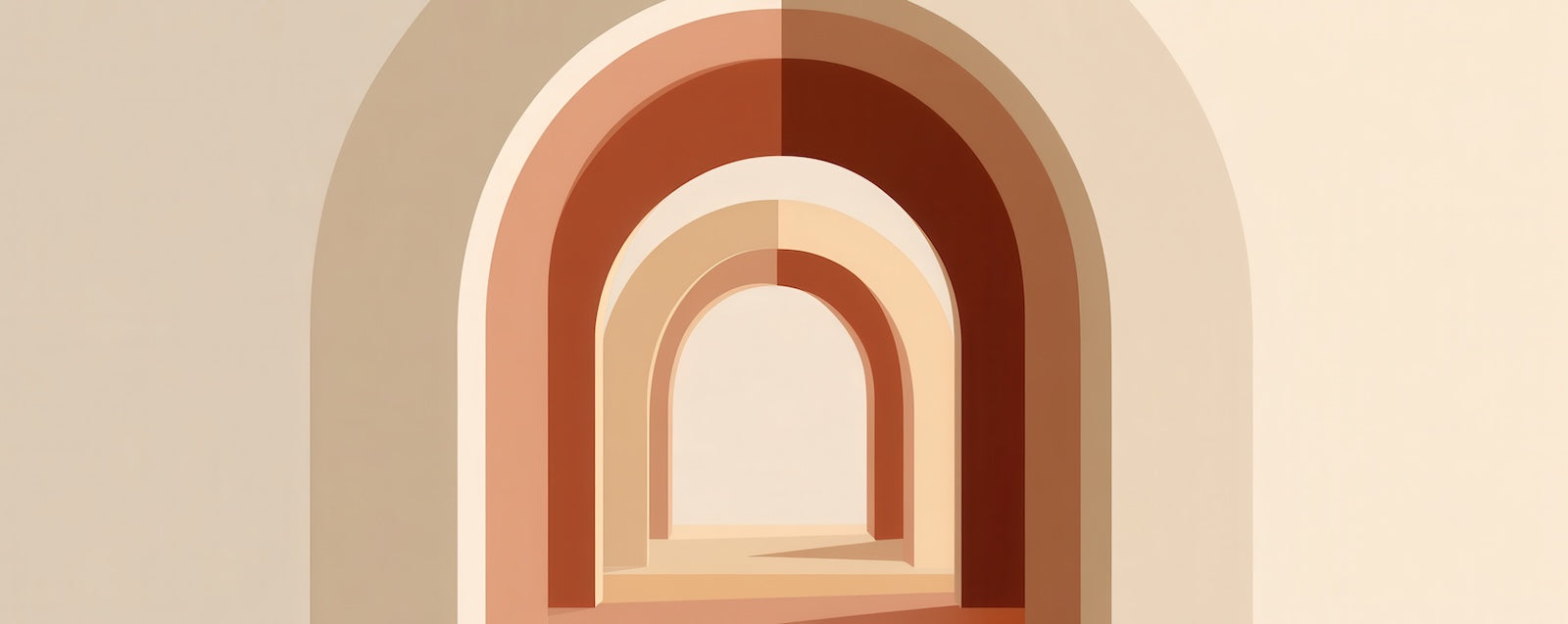 Papier Peint Rétro - Arches Concentriques Terracotta