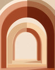 Papier Peint Rétro - Arches Concentriques Terracotta