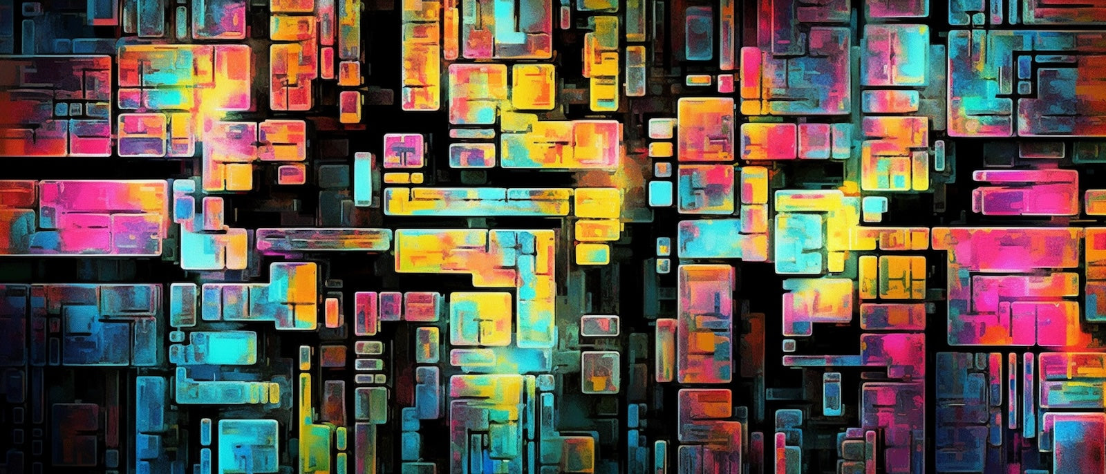 Papier Peint Gaming - Pixels Néon Multicolores