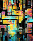 Papier Peint Gaming - Pixels Néon Multicolores