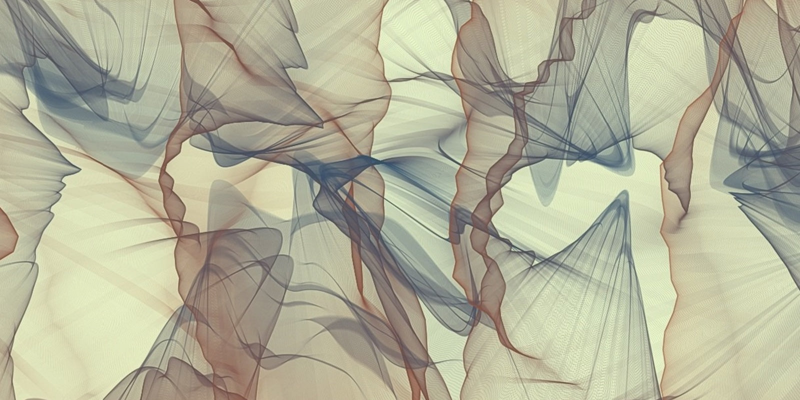 Papier Peint Abstrait - Voiles Filaires Vert Sauge