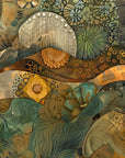 Papier Peint Abstrait - Mosaïque Organique Vert et Or