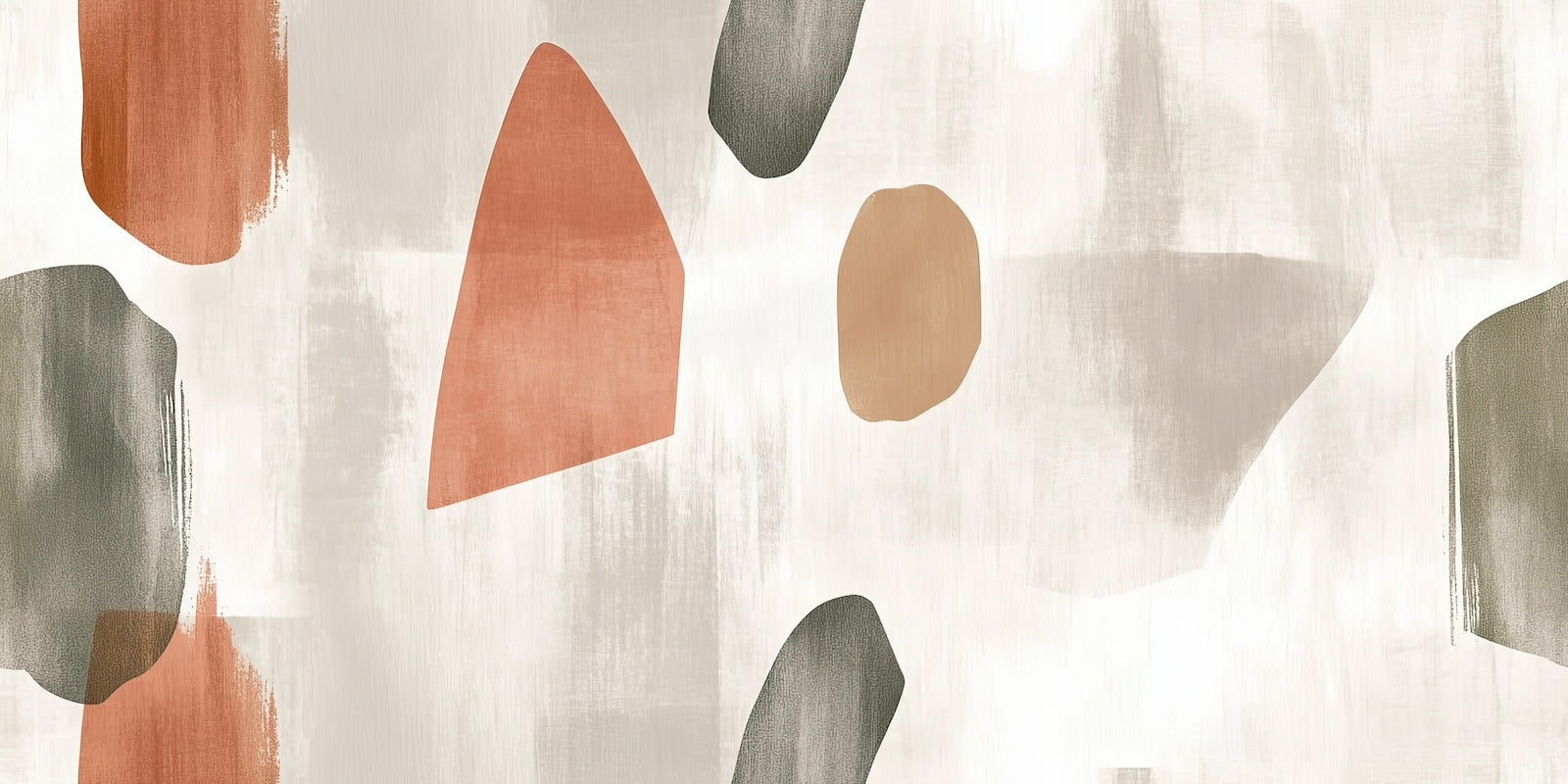 Papier Peint Abstrait - Formes Peintes Beige et Terracotta