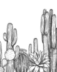 Papier Peint Noir et Blanc - Cactus du Désert