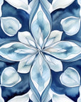 Papier Peint Floral - Kaléidoscope Bleu Porcelaine