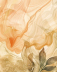 Papier Peint Aquarelle - Marbrures et Feuillage Ambré