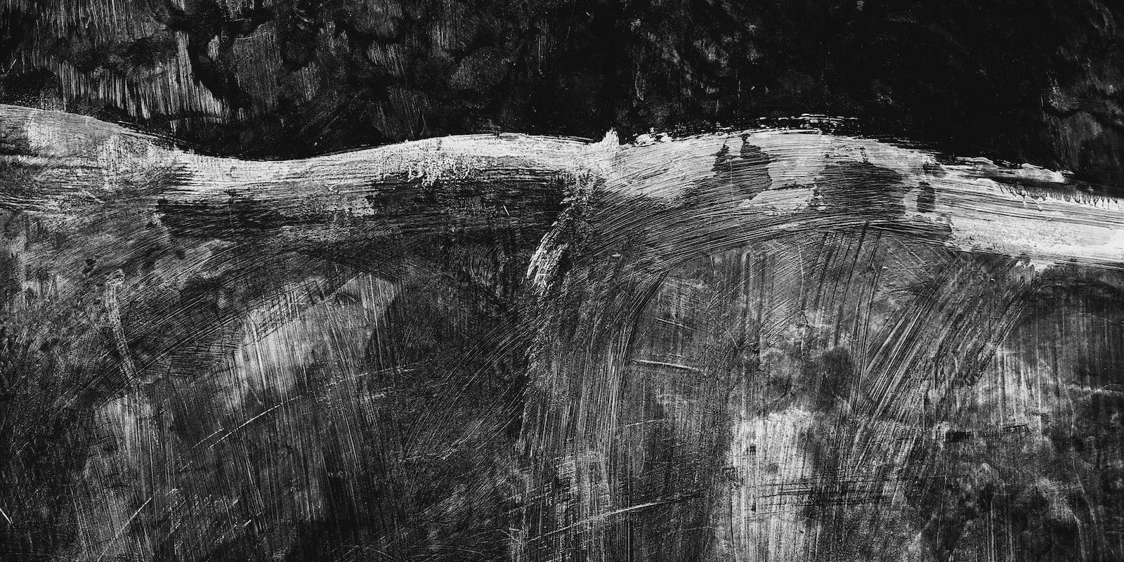 Papier Peint Noir et Blanc - Trait de Craie Abstrait