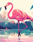 Papier Peint Tropical - Flamant Rose et Feuillage