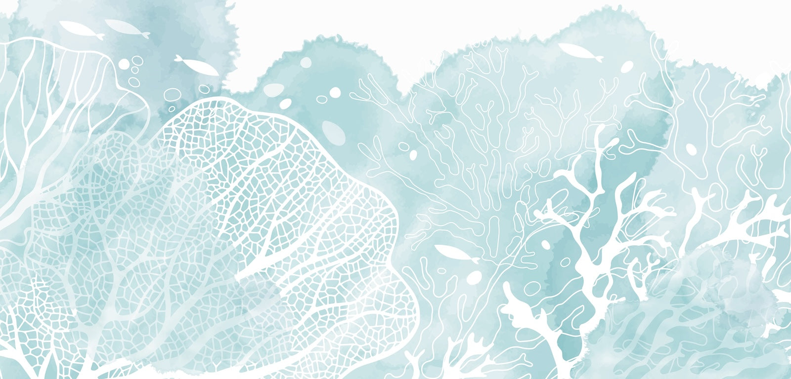Papier Peint Monde Aquatique - Corail Turquoise Aquarelle